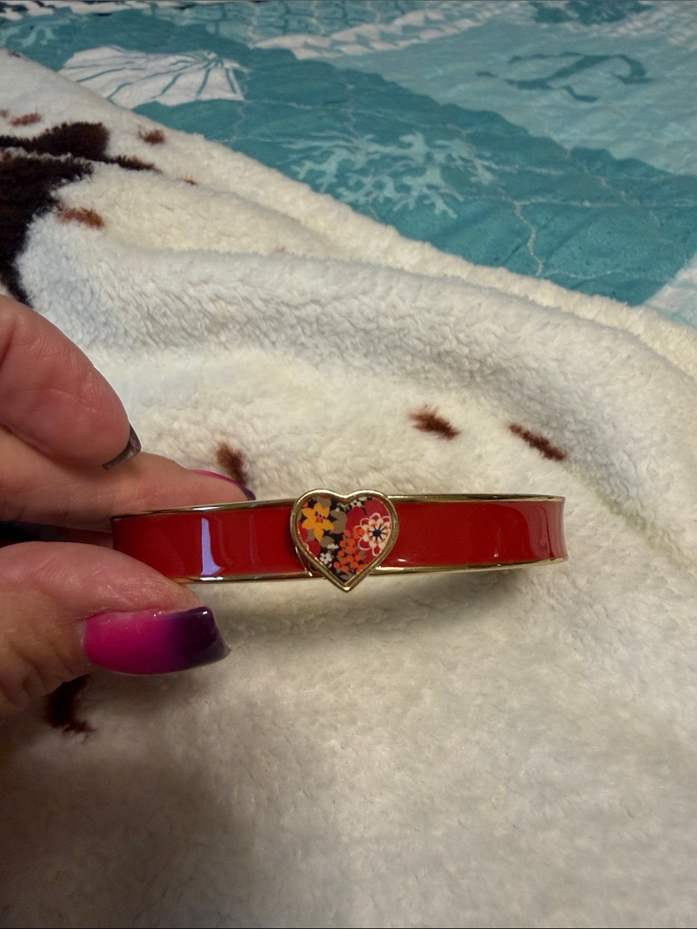 Vera Bradley Red Heart Enamel Bangle Bracelet - Women's Jewelry